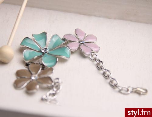 bransoletka z kwiatów emaliowanych - Pozostałe Dodatki Moda