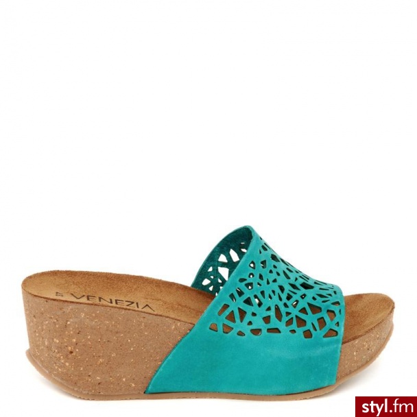 Venezia  Klapki Na Koturnie 753-7289 Lblu - Klapki Buty Moda