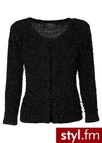 Bonprix Krótki sweter rozpinany czarny 903300_25033 - Swetry Ciuchy Moda
