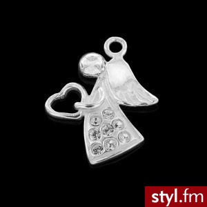 Aniołek z kamieniami Swarovski srebro pozłacane H-AU-S-CHARM 40 - Wisiorki Biżuteria Moda