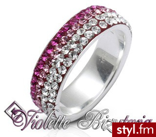 Violette Srebrna obrączka z kryształkami swarovskiego SWR22 - Pierścionki Biżuteria Moda