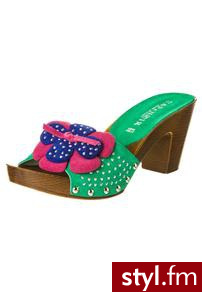 CAFeNOIR Klapki zielony - Klapki Buty Moda