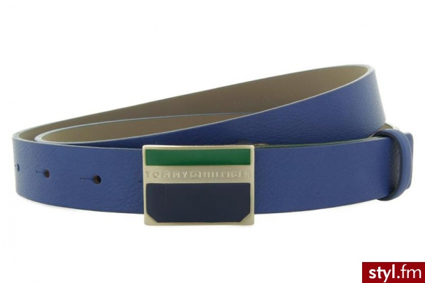 Tommy Hilfiger PASEK FLEUR ENAMEL PLAQUE BELT MAzARINE BLUE - Paski Dodatki Moda
