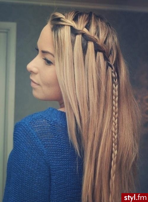 Blond Warkocze Proste Na co dzień Długie Fryzury