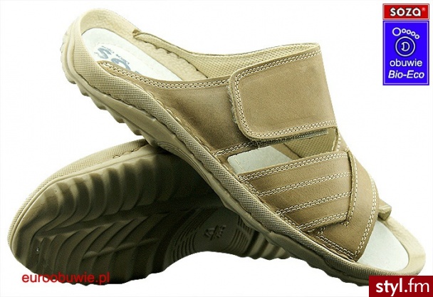 SOZA klapki Bio Eco SO-461-F - Camel / Beżowe - Klapki Buty Moda