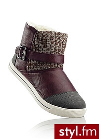 Bonprix Botki sportowe bordowo-szary 927347_25141 - Botki Buty Moda