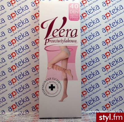Veera Podkolanówki przeciwżylakowe 40DEN czarne r.1/2 (35-38) 1para - Rajstopy Bielizna Moda
