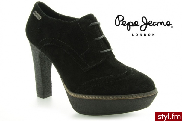 Pepe Jeans BOTKI PRESTON BLACK KID SUEDE - Botki Buty Moda