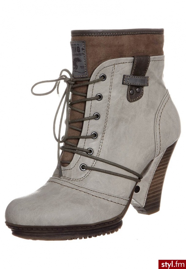 Mustang Botki sznurowane beżowy - Botki Buty Moda
