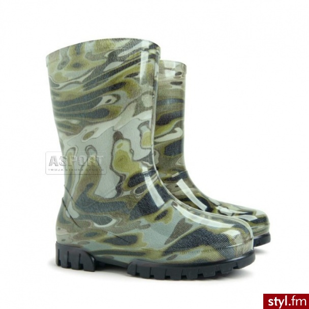 Demar Kalosze dziecięce TWISTER PRINT zielone 0036-0037n - Kalosze Buty Moda