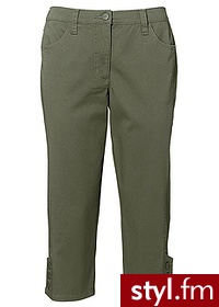 Bonprix Rybaczki ze stretchem oliwkowy 944656_17942 - Pozostałe Spodnie Moda