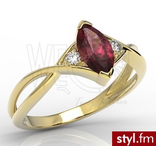 Węc Pierścionek z rubinem i brylantami AP-65z 0,06 ct H/Si - Pierścionki Biżuteria Moda