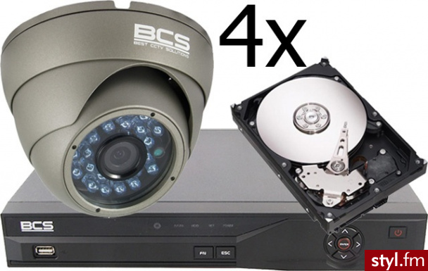 Rejestrator Bcs-Dvr0401Qe,4 X Kamera Gc-T170Ir25 Ir Do 25M, Dysk 500 Gb + Akcesoria - Bransoletki Biżuteria Moda