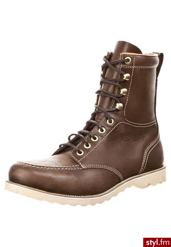 Zign Botki sznurowane brązowy - Botki Buty Moda