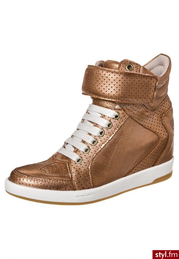 Bronx Botki na koturnie brązowy - Botki Buty Moda