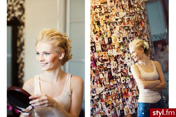 A taką fryzurę zrobię sobie na ślub :) - Blond Upięcie Kręcone Ślubne Średnie Fryzury