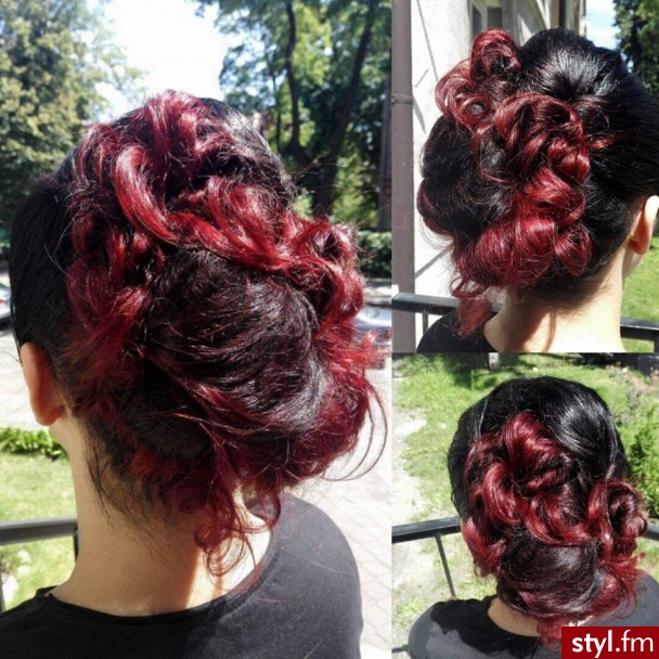 Salon Janette Chrzanów - Kolorowe Upięcie Kręcone Wieczorowe Długie Fryzury