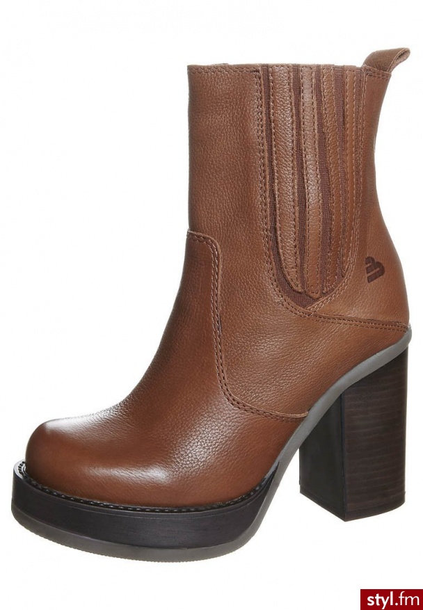 Bullboxer Botki na platformie brązowy - Botki Buty Moda