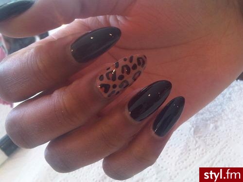 leopard print - Szpice Malowane farbkami Żel Paznokcie
