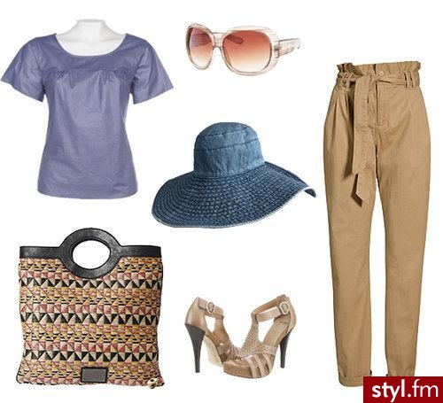 Bluzka 29,90zł Top Secret, okulary ok. 50zł Promod, kapelusz 39zł, spodnie 119zł H&M, torba 169zł Mango, sandały 279zł Bronx, www.butyk.pl - Pozostałe Ciuchy Moda