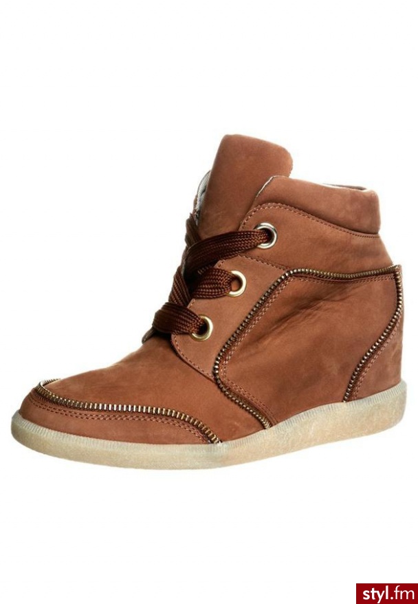 Zign Botki sznurowane brązowy - Botki Buty Moda