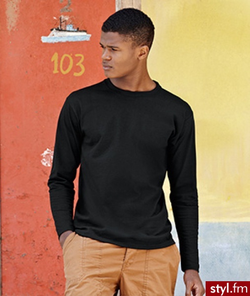 Fruit Of The Loom Męski T-shirt Super Premium longsleeve kolor biały - Sportowe Buty Moda
