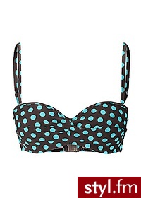 Bonprix Biustonosz bikini ciemnobrązowo-morski w kropki 906345_509 - Na plażę Bielizna Moda