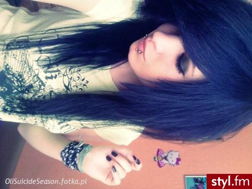 emo - Kolorowe EMO Alternatywne Długie Fryzury