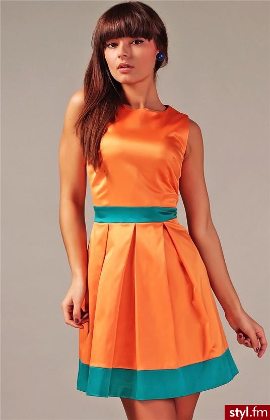 Vera Fashion Elodie sukienka (pomarańczowo-turkusowy) - Pozostałe Sukienki Moda