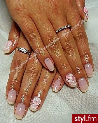 manicure hybrydowy + zdobienie akrylowe 3d - Kwadratowe Żelami Naturalne Paznokcie
