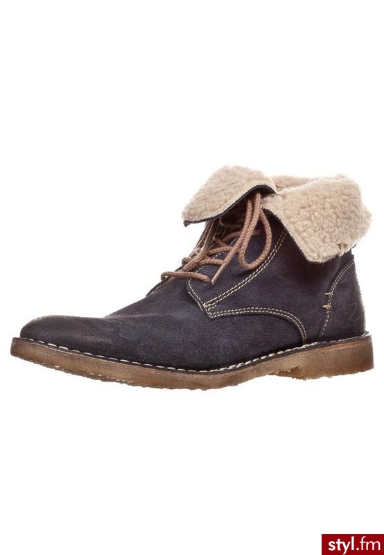Zign Botki sznurowane niebieski Granat - Botki Buty Moda