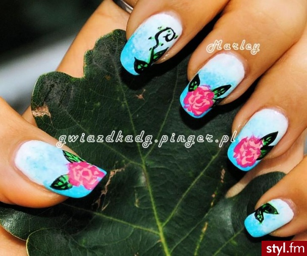 Vintage nails - Kwadratowe Malowane farbkami Naturalne Paznokcie