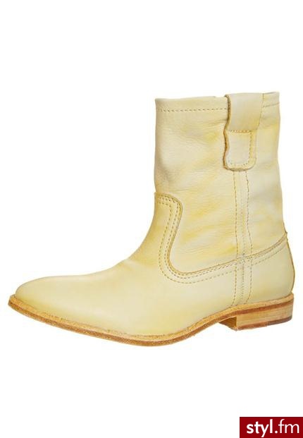 Buffalo Botki kowbojki i motocyklowe żółty - Botki Buty Moda