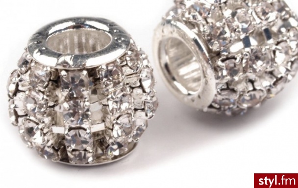 Korale sztrasowe - owal - 10x11mm - crystal - Korale Biżuteria Moda