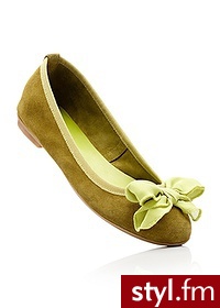 Bonprix Baleriny skórzane zielony 906007_24096 - Balerinki Buty Moda