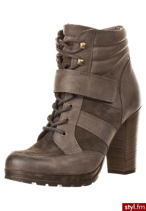 Zign Botki sznurowane szary - Botki Buty Moda