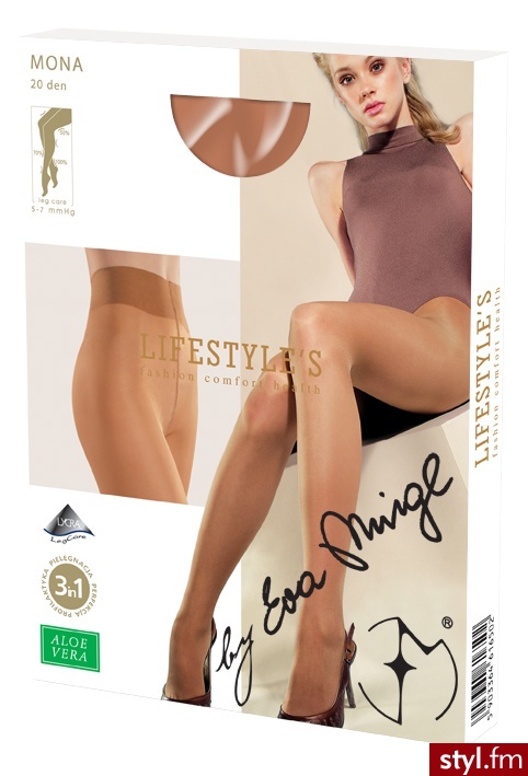 Lifestyle's Mona Rajstopy bezmajtkowe przeciwżylakowe 5-7 mmHg 20 den z aloesem naturalne r.3 - Rajstopy Bielizna Moda