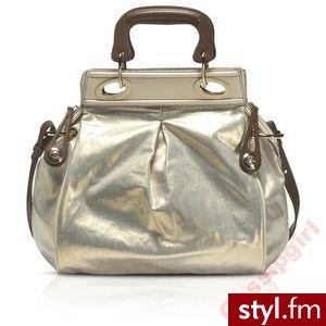 torba. Ekskluzywna torebka włoskiej firmy Francesco Biasia, model Savannah, kolor beż-brąz-złoto. - Pozostałe Torebki Moda