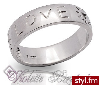 Violette  Srebrny pierścionek - obrączka LOVE VY20 - Pierścionki Biżuteria Moda
