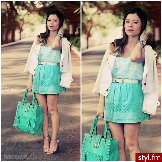 Green White Leticia Oliveira - Dzienne Sukienki Moda