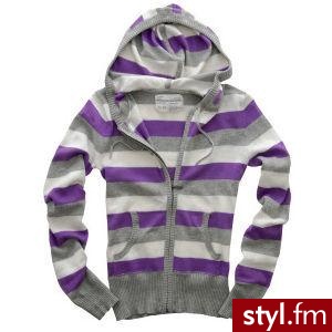 Striped Zip-Front Hooded Sweater - Pozostałe Ciuchy Moda
