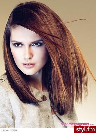 Brązowe Rozpuszczone Proste Na co dzień Średnie Fryzury