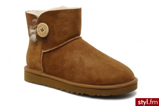 Ugg Australia PÓŁBUTY I BOTKI MINI BAILEY BUTTON BY UGG AUSTRALIA (Brązowy) - Botki Buty Moda