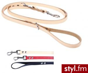 CHABA Smycz skórzana regulowana 12mm / 270cm kolor: brązowy - Psy Zwierzaki