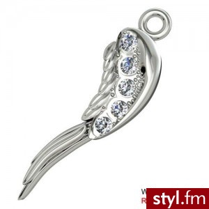 Charms skrzydło z kamieniami Swarovski srebro rodowane - Wisiorki Biżuteria Moda