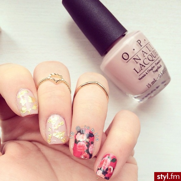 OPI - My Very First Knockwurst, Goldfoil and Catrice Nails In Bloom Foils - Naturalne Paznokcie
