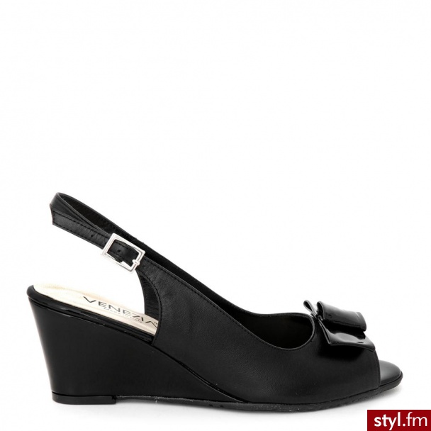 Venezia SANDAŁY NA KOTURNIE 155 N+V NERO - Koturny Buty Moda