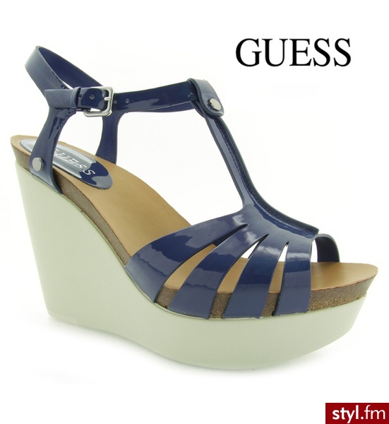 Guess LEAP ACTIVE LADY LEATHER LIKE BLUE - Koturny Buty Moda