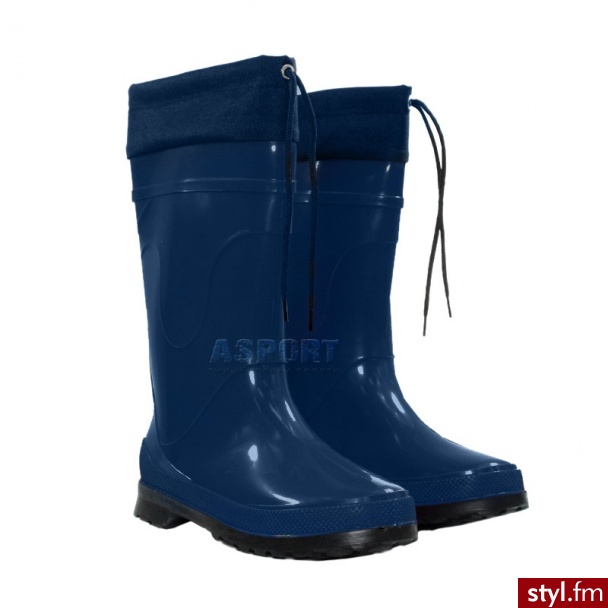 Lemigo Buty gumowe kalosze damskie wodoszczelne ściągacz górny Sara granat - Kalosze Buty Moda