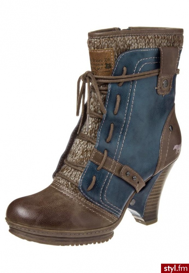 Mustang Botki sznurowane niebieski (1107607) - Botki Buty Moda